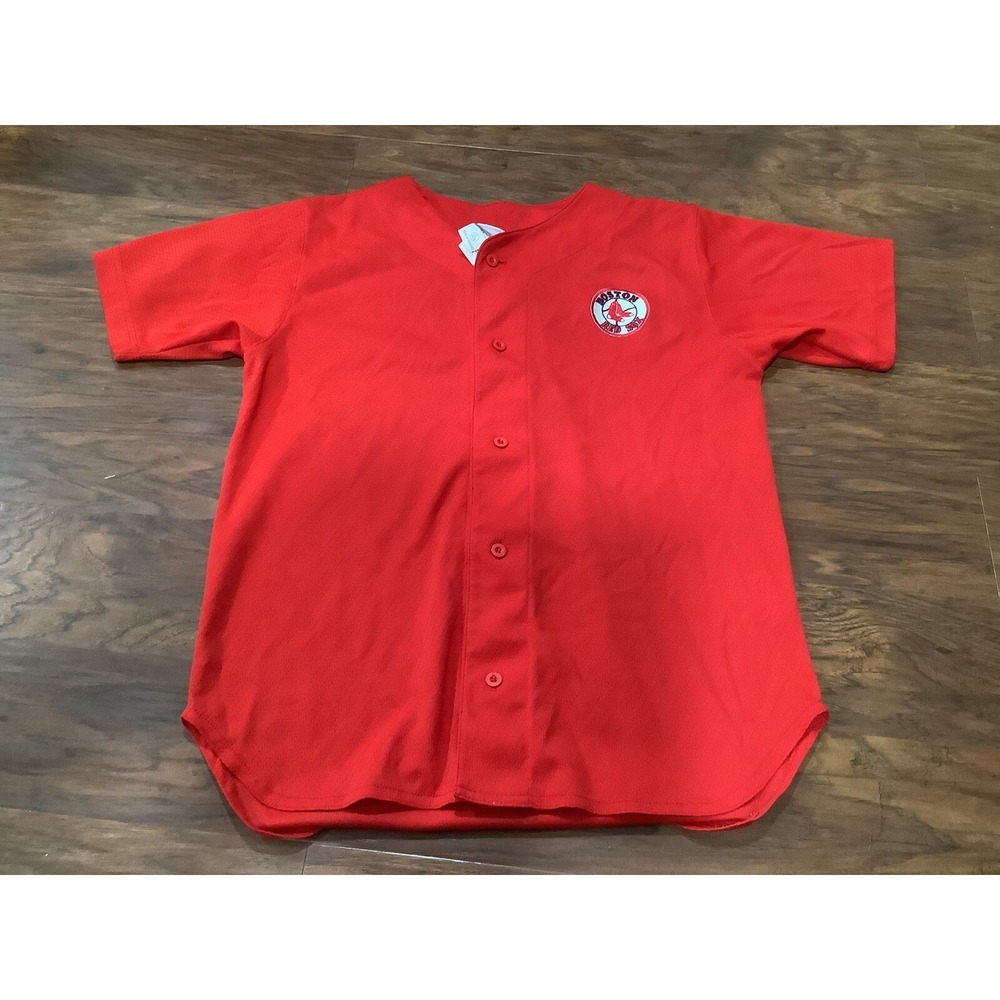 MM  Boston Red Sox  Jersey Youth L 14-16 Embroidered Button Up